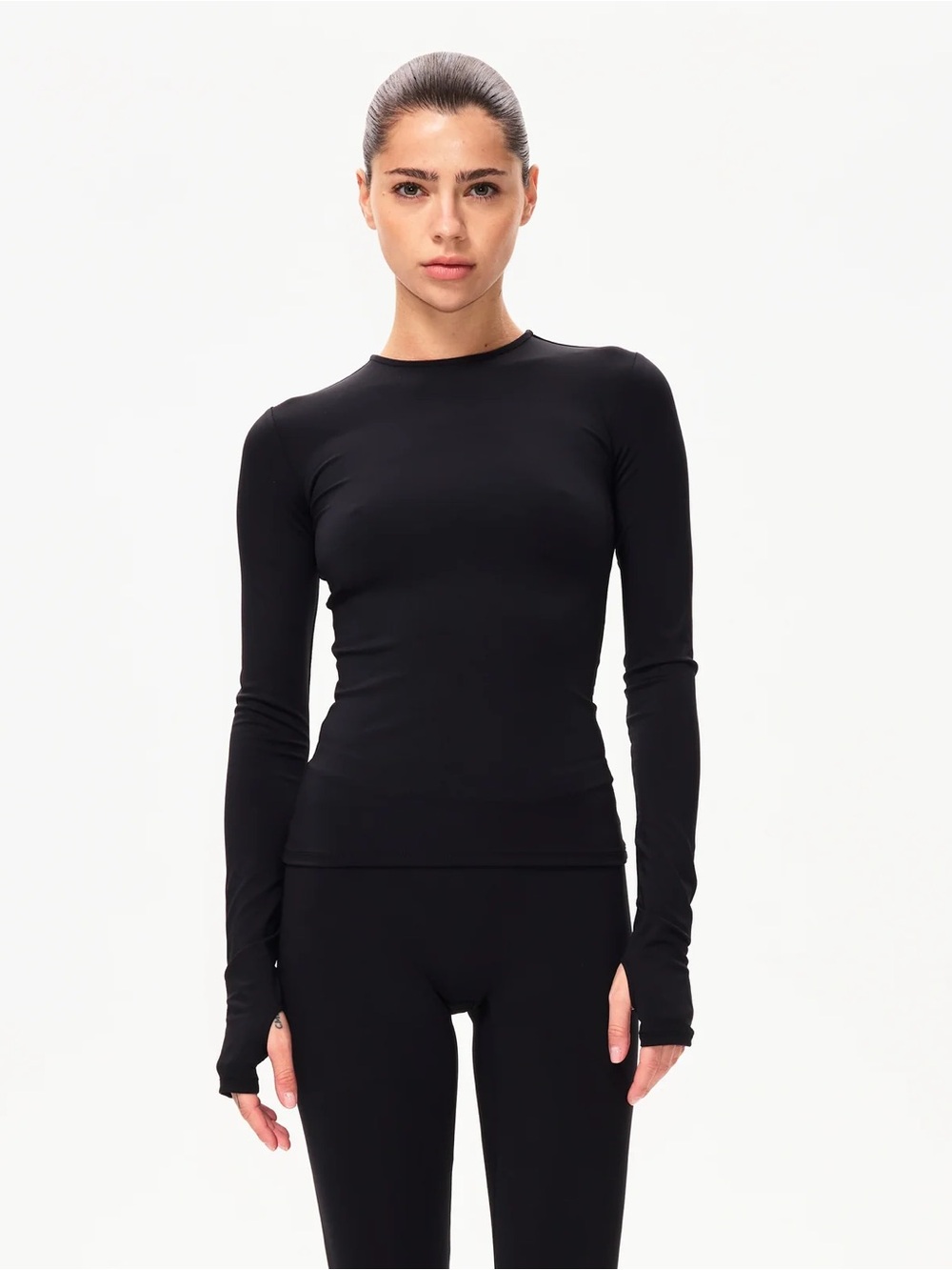 KHY LONG SLEEVE THUMB HOLE TEE BLACK SMALL